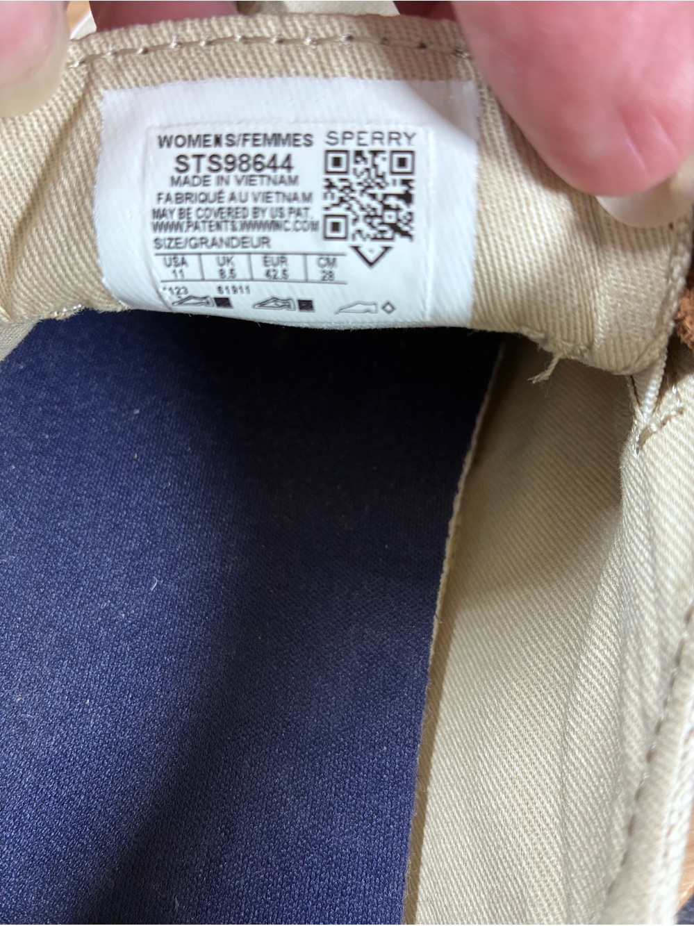 Sperry Beige Canvas Boat Shoes with Brown Leather Laces - Picture 10 of 12